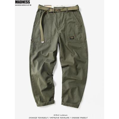 Madness Mdns Clot日系纯棉口袋工装裤男春秋宽松直筒锥形休闲裤