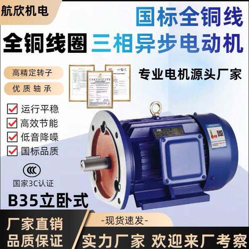 B35立卧式电机380V三相铜芯2/4/6极国标全铜线小型三相异步马达
