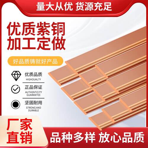 定制加工t2铜排接地汇流紫铜排扁条镀锡空开接线连接片母排铜条