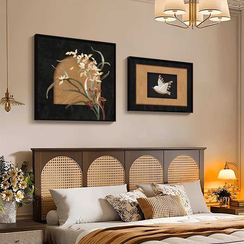 法式中古风卧室装饰画高级感餐厅壁画主卧床头背景墙复古花鸟挂画,家居饰品,现代装饰画,淘宝优惠券,粉丝福利购,淘宝优惠卷
