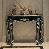 玄关桌子靠墙黑檀色欧式 饰端景柜简欧半圆台走廊过道置物架 客厅装