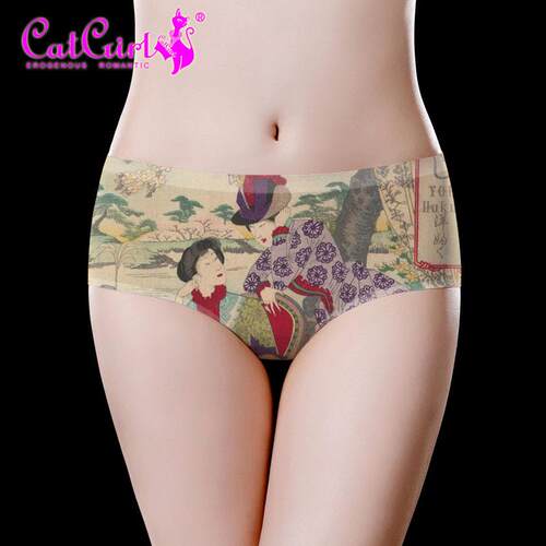 Printed underwear, seamless underwear for women, ice silk