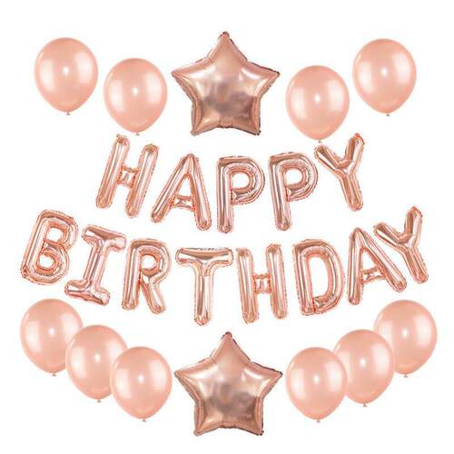Rose Gold Wedding Birthday Party Balloons Happy Birthday Let