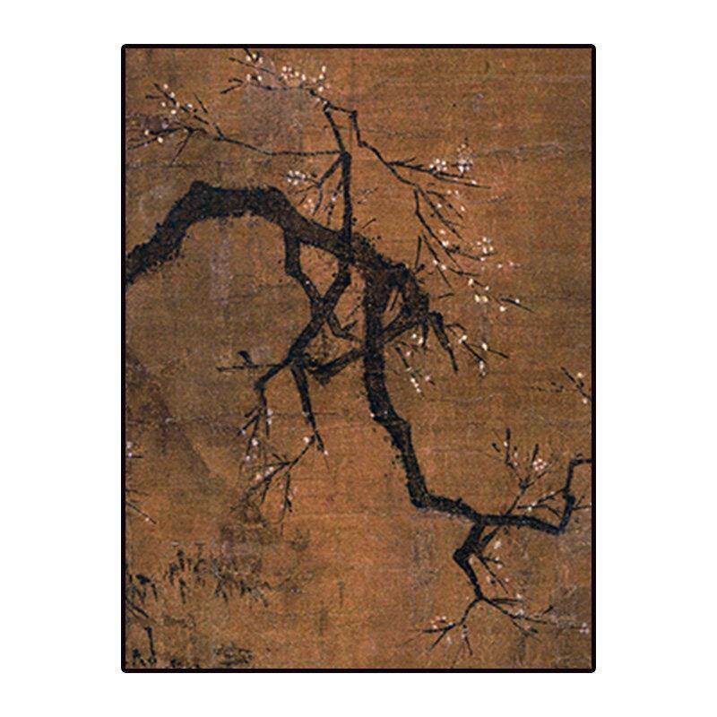 宋美学竖版禅意花卉玄关茶室新中式级感发财树中古走廊壁挂画