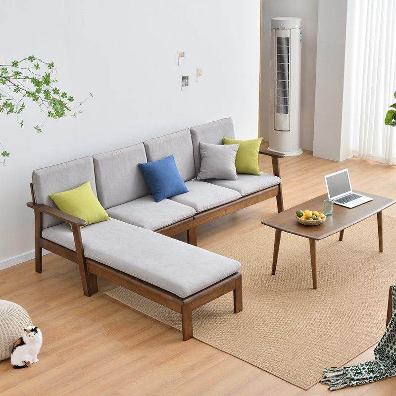 全实木冬夏两用沙发客厅北欧小户型日式简约民宿新中式布艺三人位