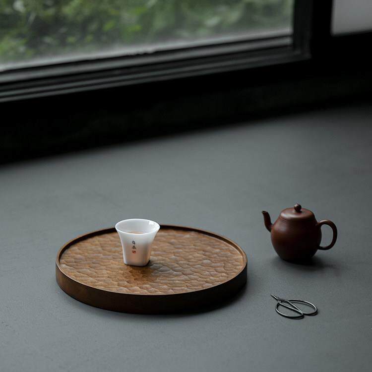 实木托盘樱桃木圆形干泡茶盘壶承茶台手工家用茶具茶杯收纳茶点盘