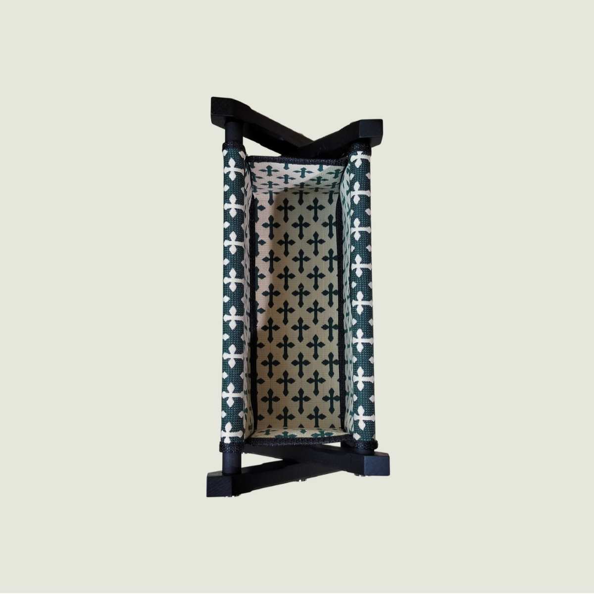 实木提花布收纳篮办公桌摆件复古网红ins风杂志零食手工置物架