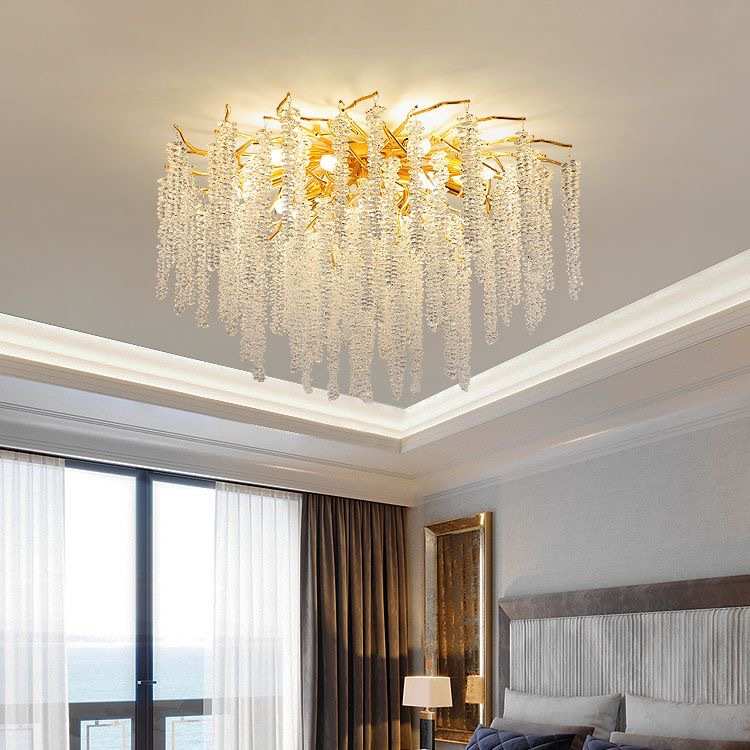 水晶灯客厅主卧室流苏餐厅轻高级红顶简约别墅奢现代吸法式创意网