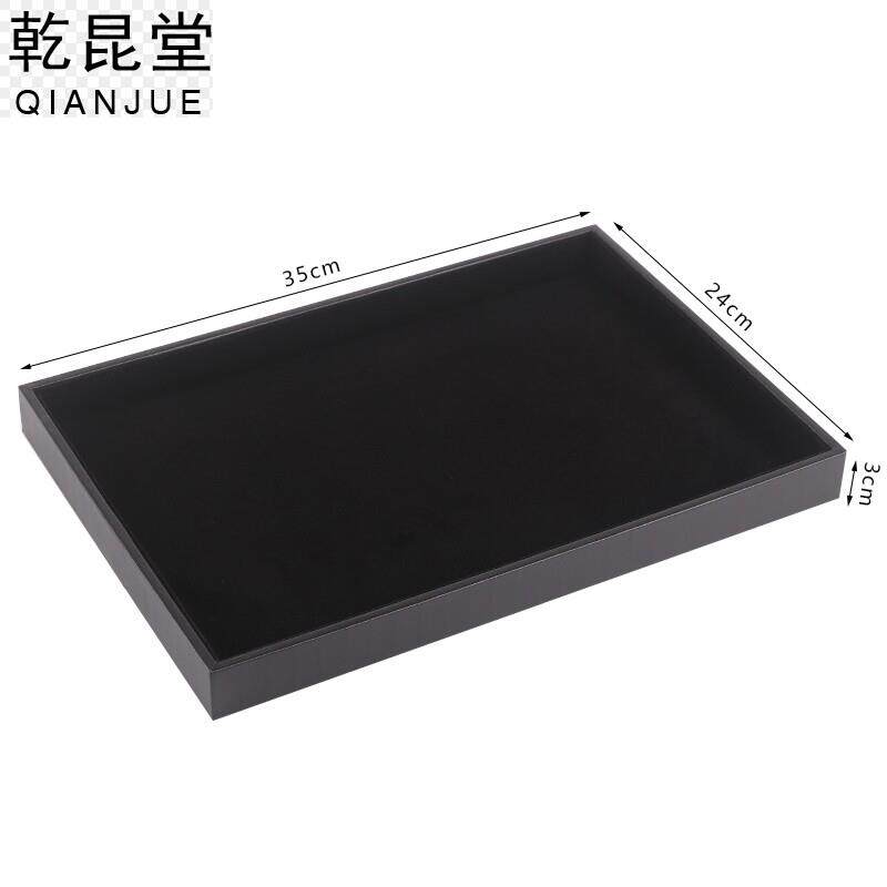 新款黑绒布珠宝首饰展示托盘戒指吊坠项链大中小空盘饰品看货托盘
