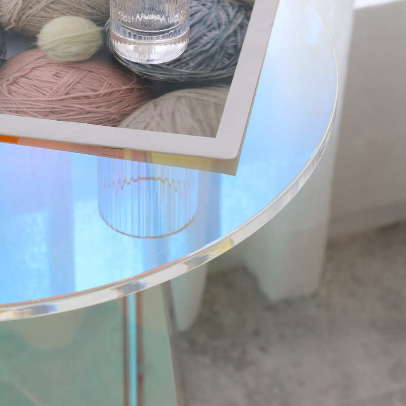 厂家亚克力北欧炫彩茶几 小居室公寓透明边几 网红客厅小桌子