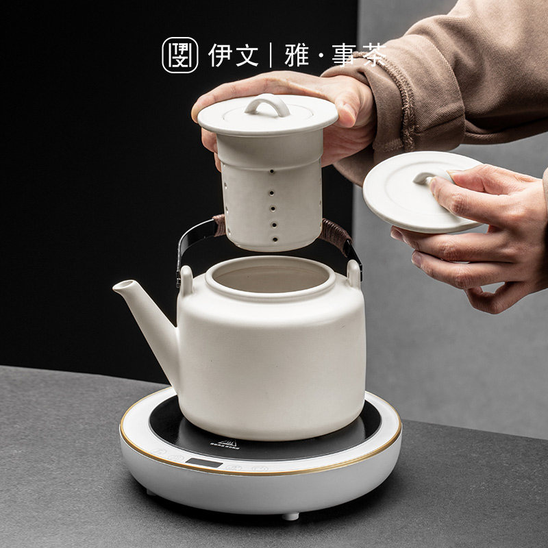 电陶炉煮茶家用小型煮茶器煮茶炉家用保温茶炉白陶煮茶壶