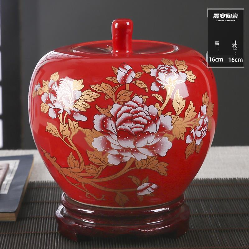 高档德镇富陶瓷器中国花开贵插花花景瓶现代家居客红厅装饰工艺品