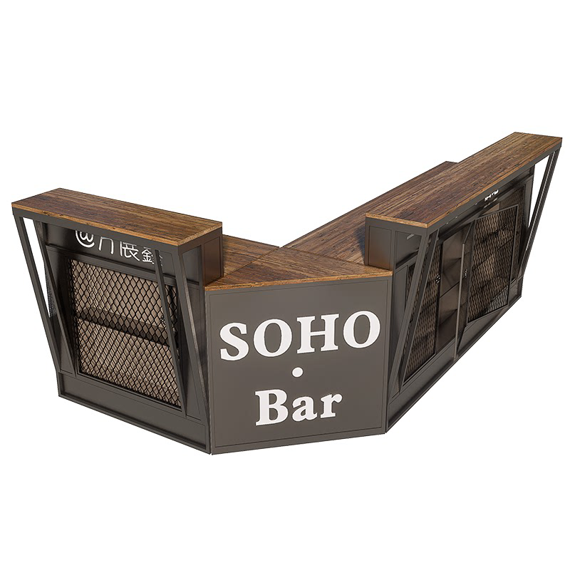 复古工业风酒吧吧台迪厅清吧网红奶茶店餐吧台桌转角中岛台创意