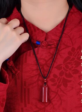 【五台山】紫金砂朱砂无事牌吊坠长条小棍朱砂钥匙扣手机链低含量