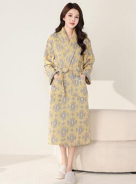 双春层DGL浴纱布袍夏薄款酒店情侣睡袍女睡衣男吸水轻薄浴衣