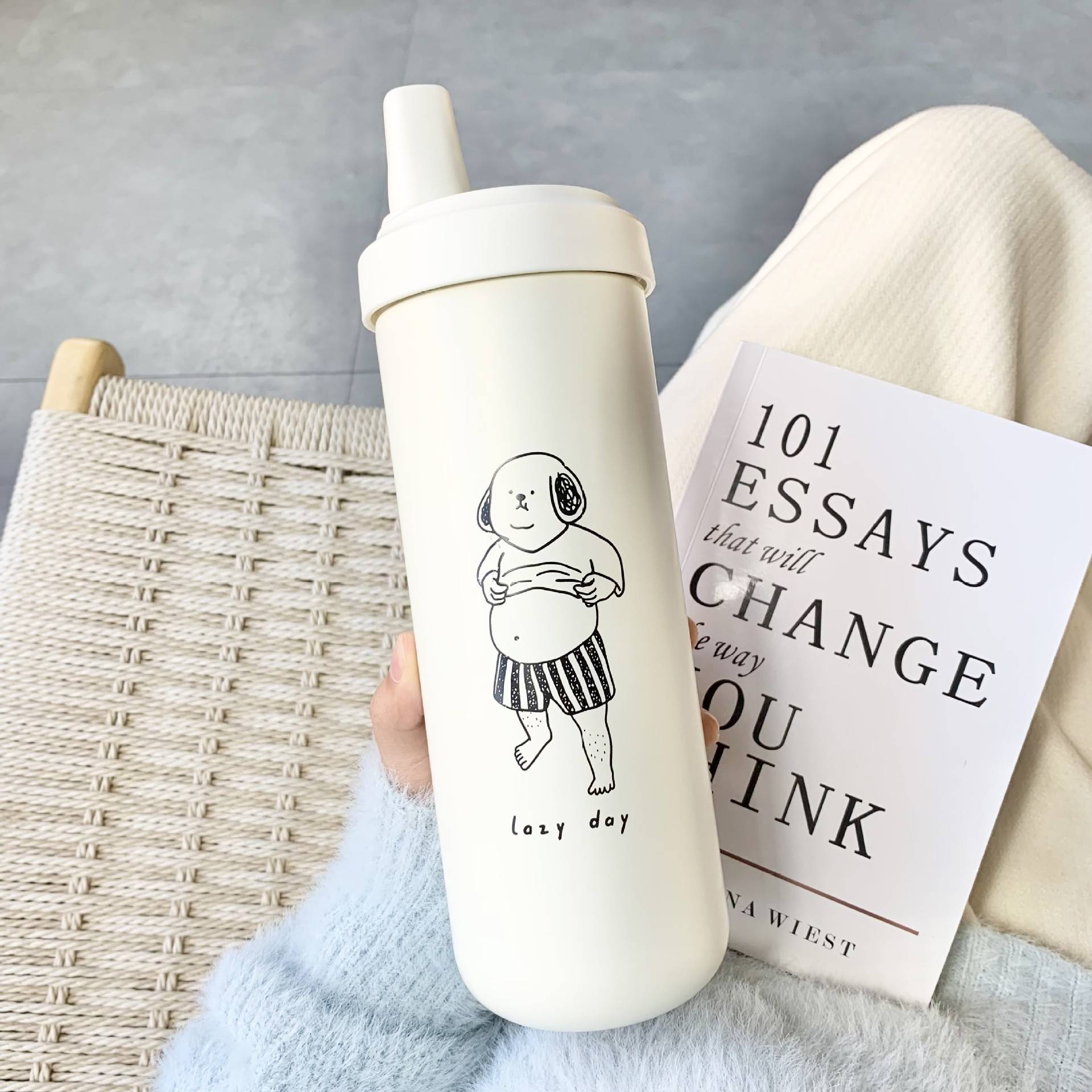 奶茶保温杯750ml 个性化咖啡女孩杯子粗吸管吸珍珠奶茶杯子