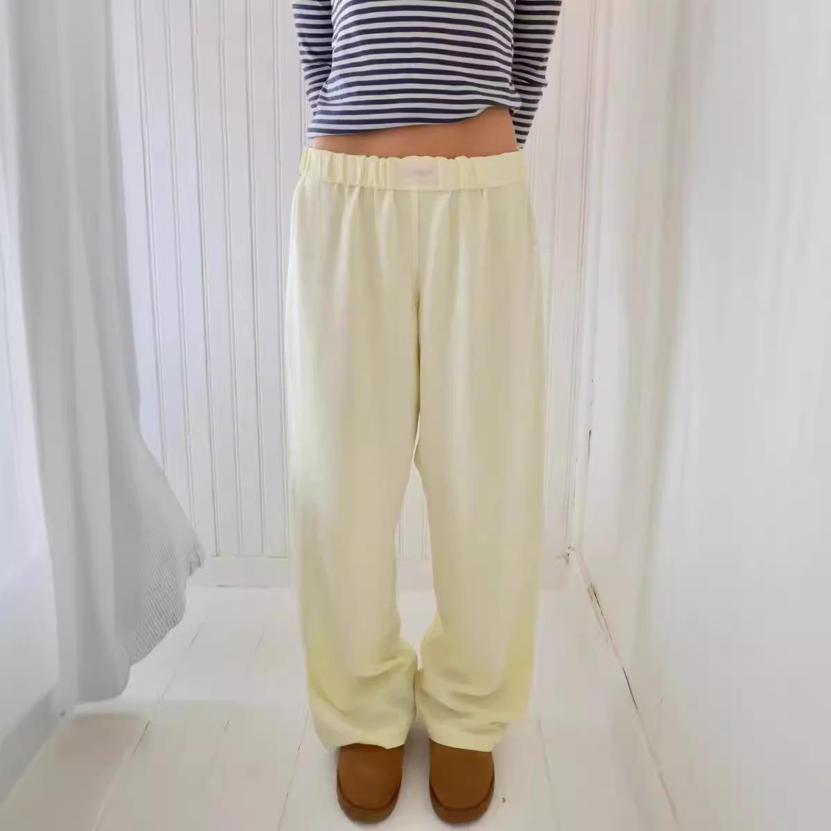 Womens Striped Wide Leg Trousers Casual Street Fashion