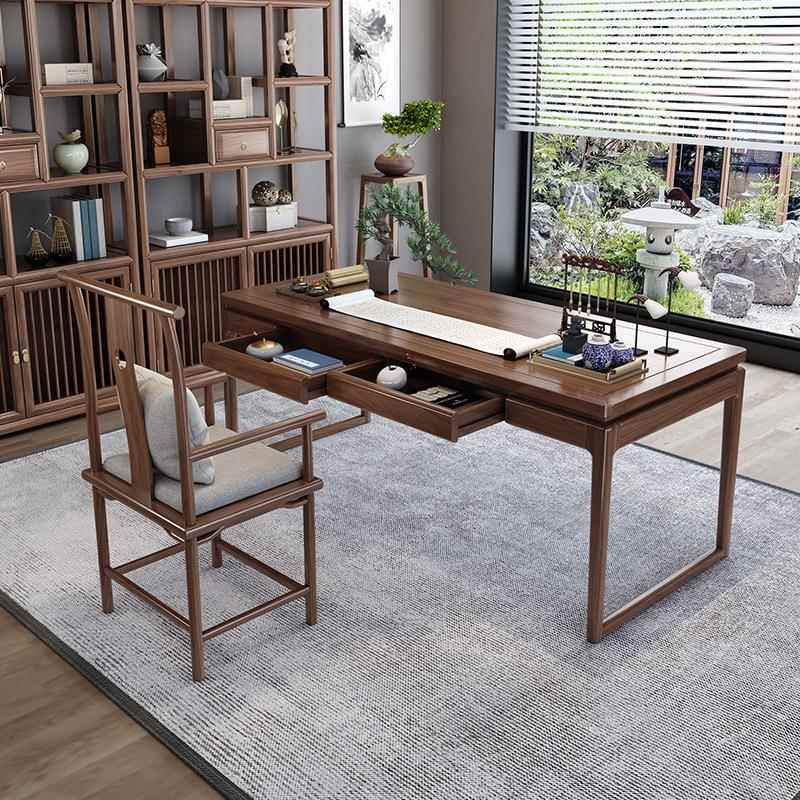 新中式全实木书桌长条桌白蜡木书法桌画案办公室书房电脑桌写字台