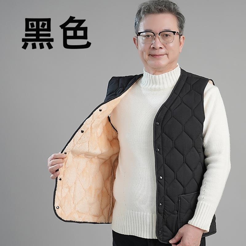024年秋冬新款男士棉马年甲加绒加厚爸2爸装中老保暖坎肩心背百搭