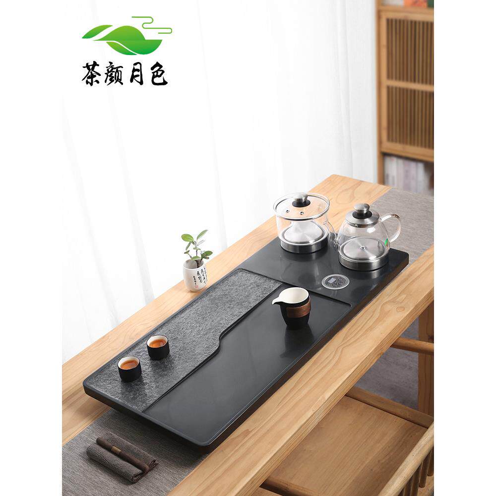 茶盘套装一体机全自动家用水壶底水石茶桌电磁炉茶具黑金石