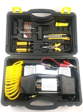 双缸充气金属车轮打气泵泵轮胎泵车载1载2胎V大功率便589携式充气