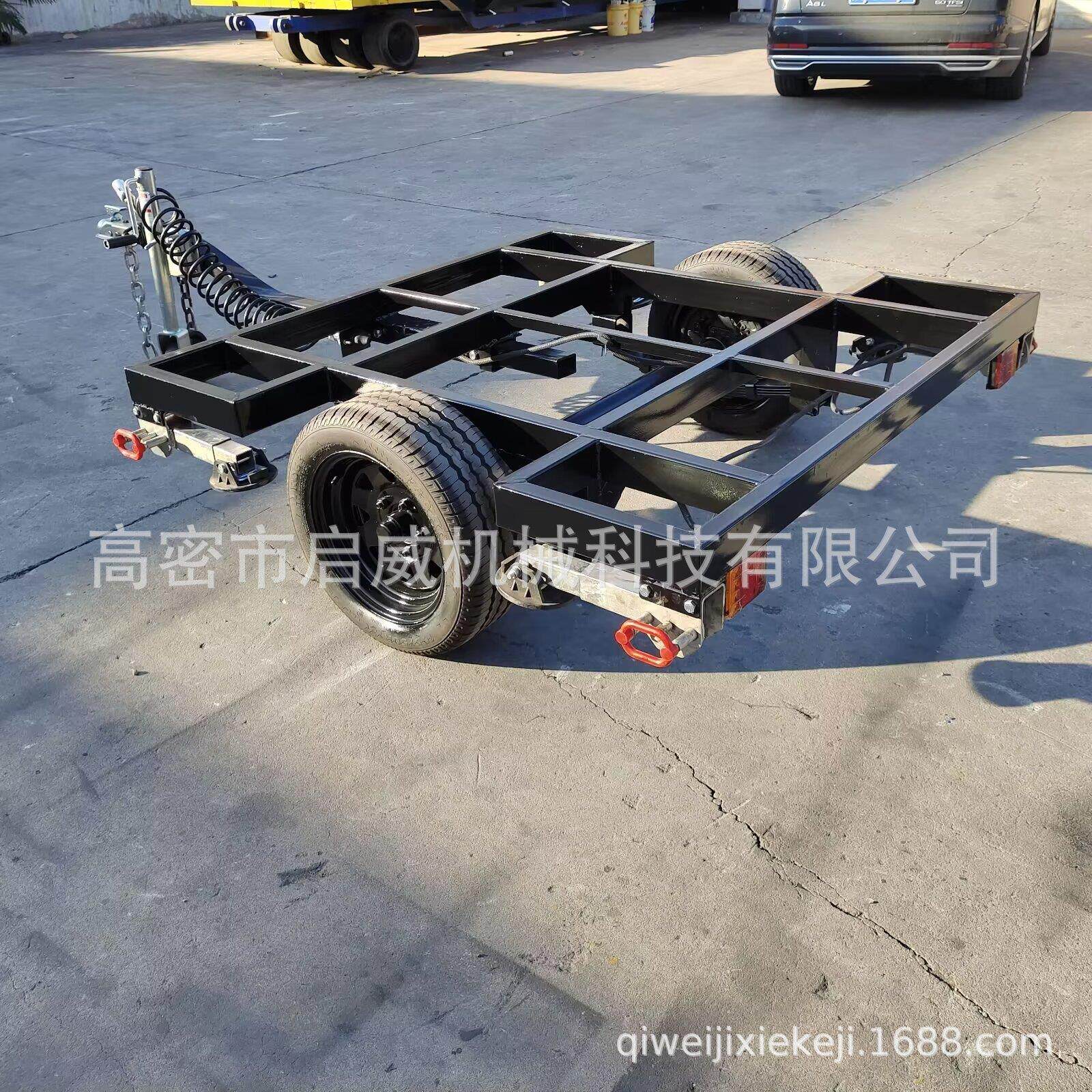 厂家500kg单轴发电机组拖车底盘移动牵引式平板车设备框架拖车