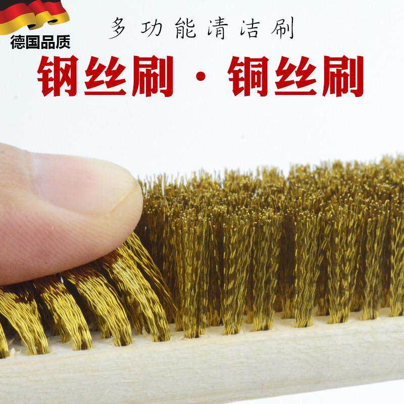 纯铜丝刷子工业用打磨除铁锈清洁加密铜刷文玩清理木柄不锈钢丝刷