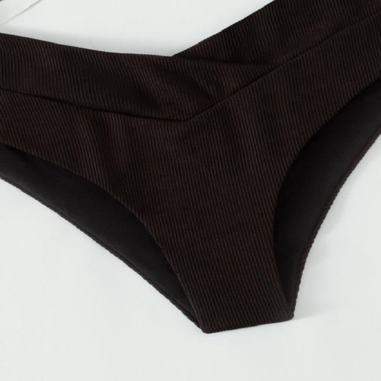 High waist swimming trunks womens triangle one-piece black