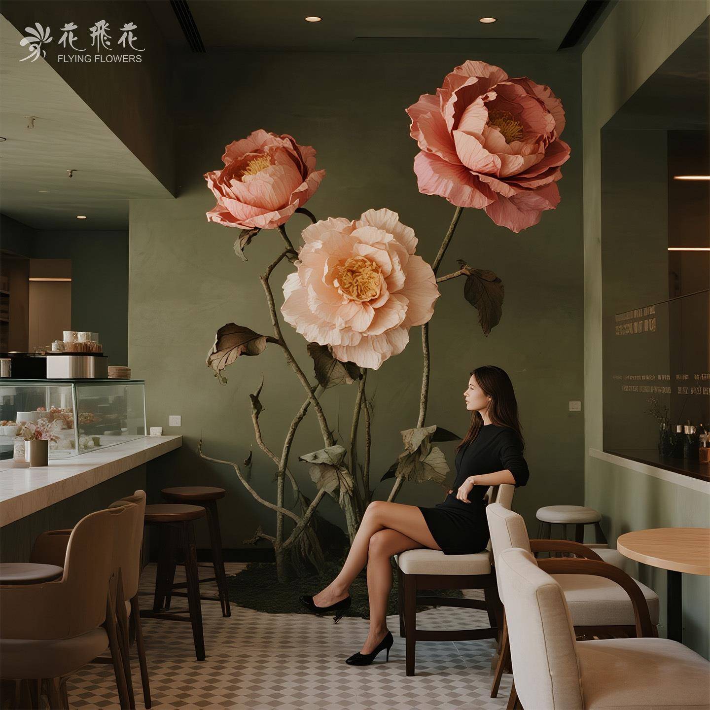 巨型纸花高级感仿真花咖啡厅春季布置拍照打卡造景橱窗陈列道具