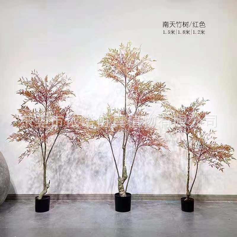 软网批发红绿装饰盆景竺盆栽仿真假  北植装花艺欧风南天竹树南天