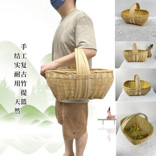 四川纯手工编制竹编手提竹篮竹编菜篮子家用环保购物篮收纳篮水果