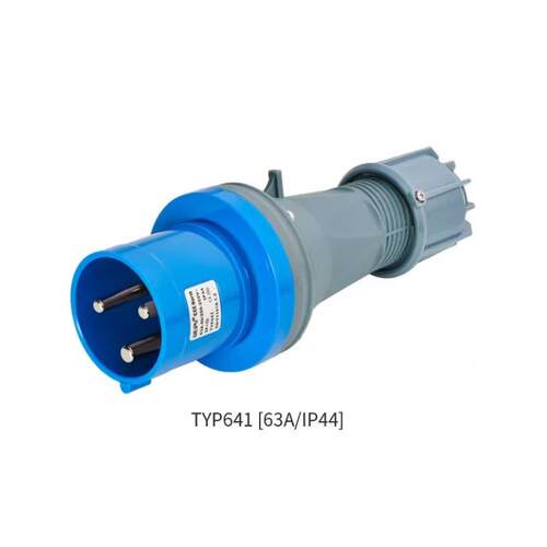 威浦 工业插头 WEIPU IP44防溅 TYP641 63A/3芯 220V 针插头