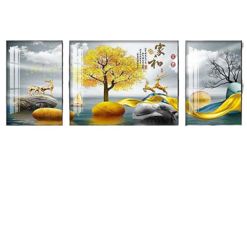 轻奢简约现代客厅装饰画北欧餐厅沙发背景墙壁挂画有带框挂墙晶瓷