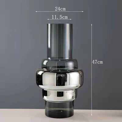 吕林霞银色大花瓶家居软装玻璃花瓶欧式玻璃工艺品摆件