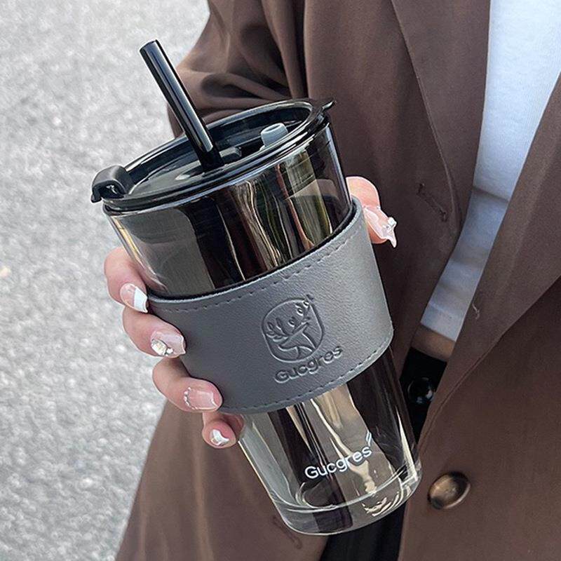 高颜值小鹿吸管玻璃杯学生时尚水杯广告促销礼品杯子伴手礼咖啡杯