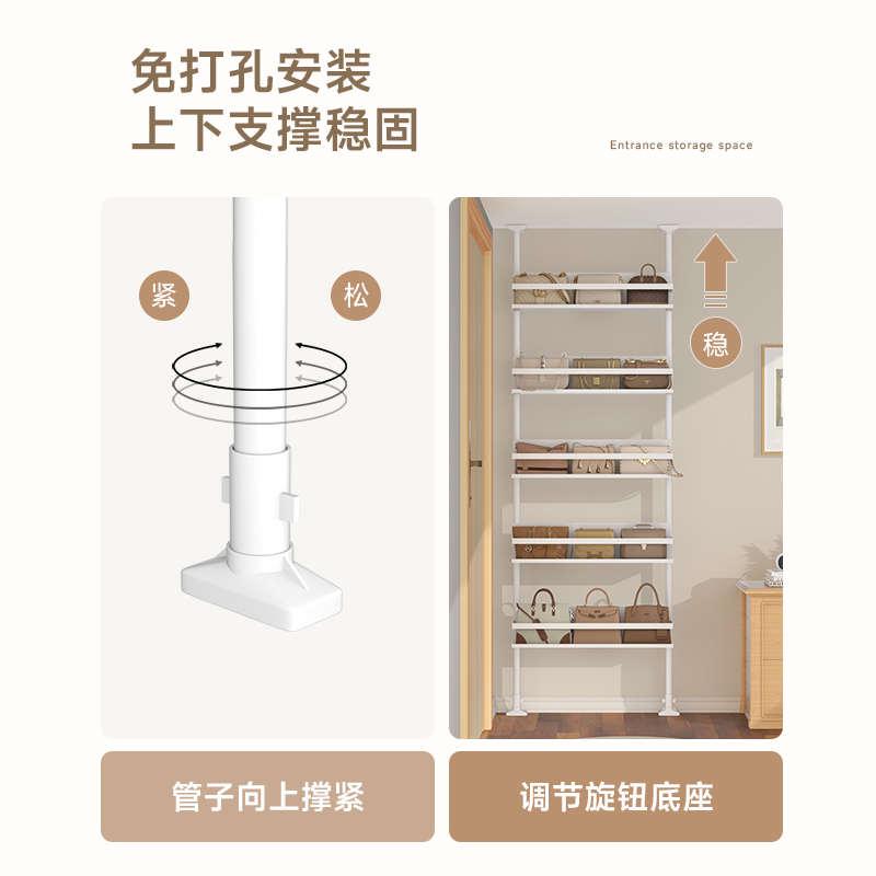 包包收纳神器门后多层入户书包存放顶天立地家用挂放包包的置物架