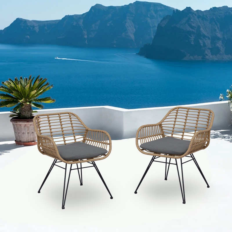 北欧户外铁艺藤椅阳台创意休闲花园家具靠背单人PE藤懒人藤编椅