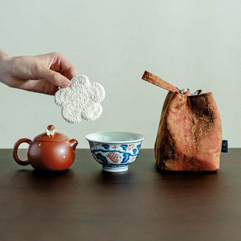 紫砂手工洒金一壶一杯便携旅行茶具一人饮茶壶茶杯收纳包套装