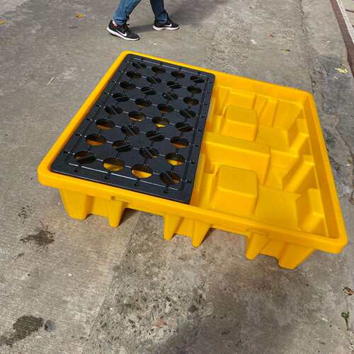 2桶130*66*30塑料防渗漏卡板油桶接油盘防泄漏托盘两桶防漏托盘