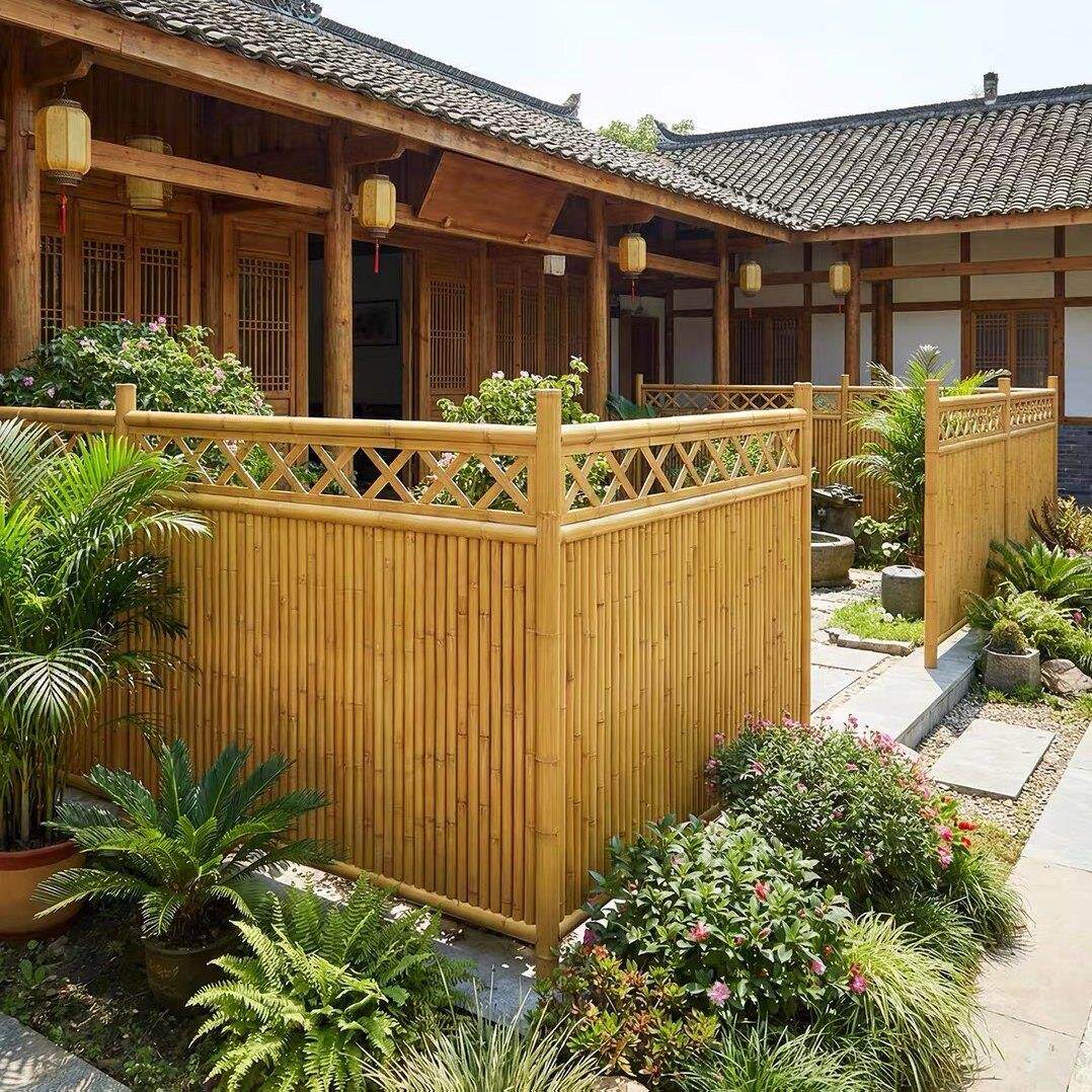 创意铝竹围栏铝合金围墙竹篱笆隔离栏杆农村菜地景点仿竹工业护栏