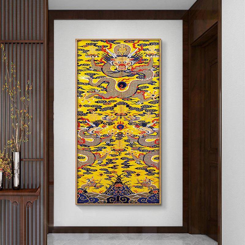 青龙腾空图龙画龙装饰画客厅吉祥富贵挂画玄关过道走廊中国龙壁画