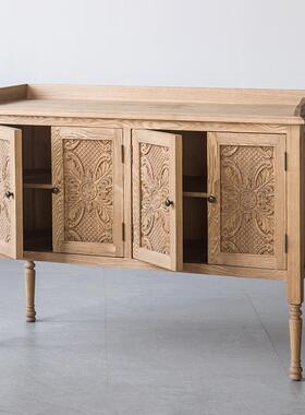 式柜实木玄断关柜美式复古风法餐边柜客HVZ厅储物隔柜可