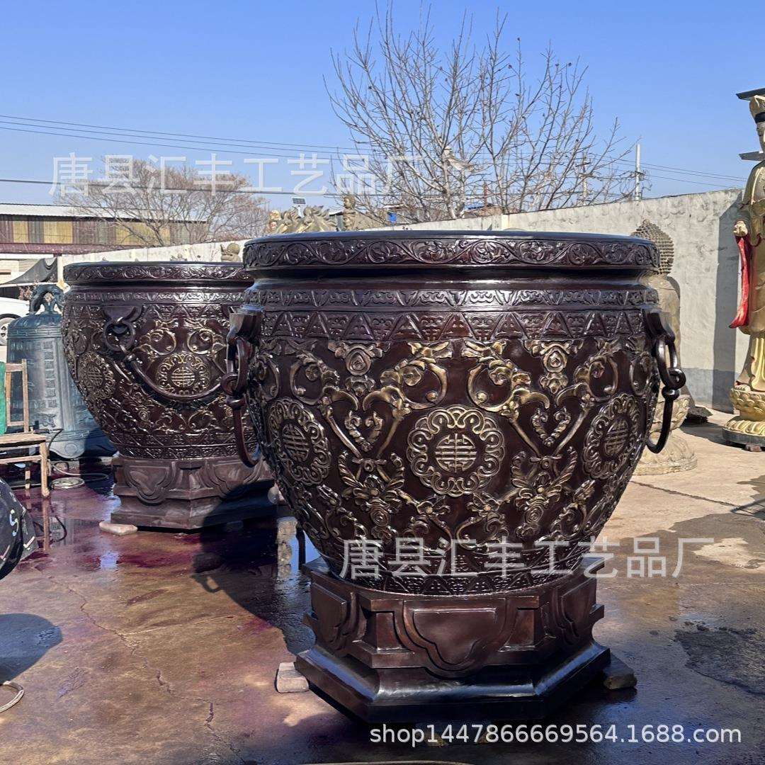 铜大缸厂家大型风水铜缸铸造可定紫铜大缸价格庭院荷花缸故宫水缸