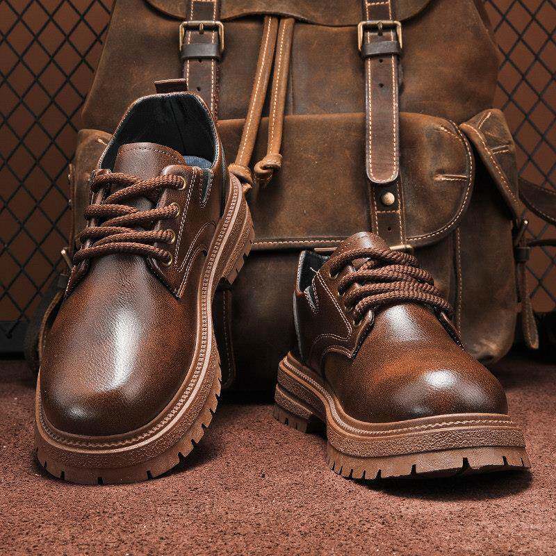 潮牌秋冬新款马丁靴英伦风复古增高男皮鞋休闲运动户外低帮工装鞋
