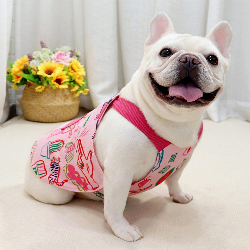 狗狗衣服狗狗裙子背带裙肩带裙涂鸦风胖狗衣服法斗斗牛犬巴哥秋冬