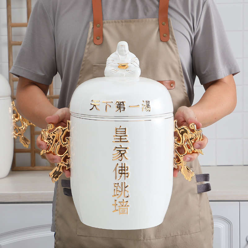 皇家佛跳墙炖盅酒店高档特大号炖罐子海参鲍鱼翅隔水陶瓷汤罐带盖