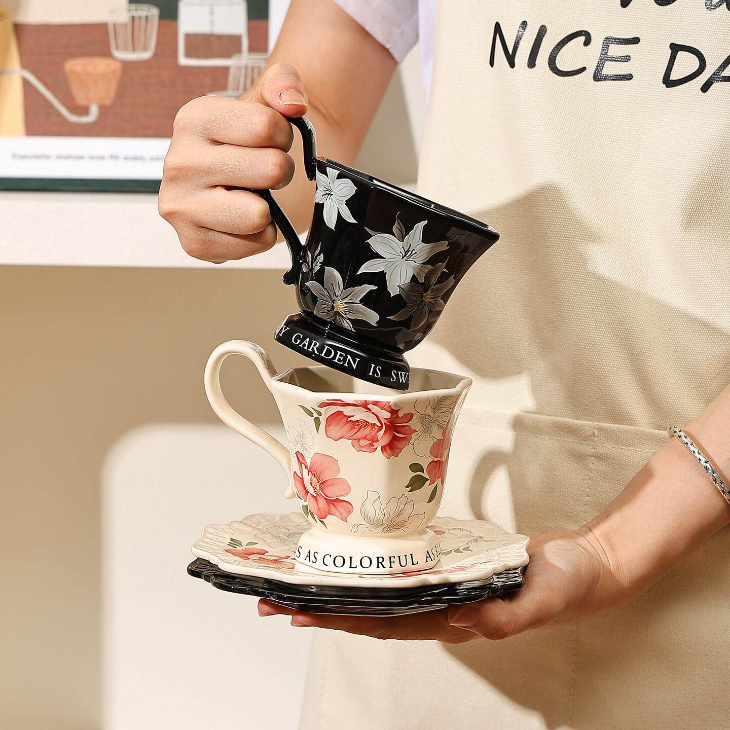 法式复古咖啡杯高档精致女生小资下午茶杯碟套装家用陶瓷杯子礼盒