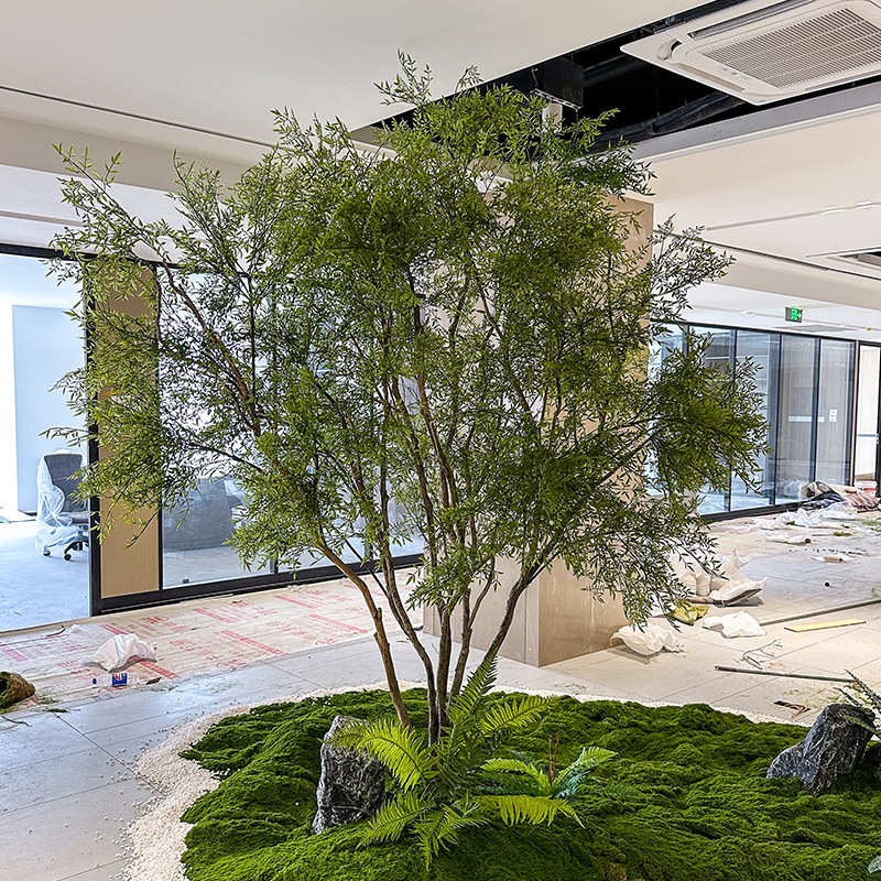 精品南天竹大型仿真假树造景简约仿生绿植橱窗落地南天竹装饰树