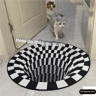 晕眩地毯影响者挑选3D立体视觉圆形客厅地毯错觉卧室脚垫咖啡桌垫