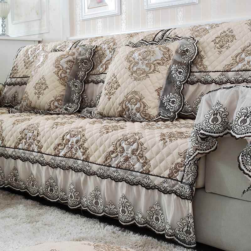 正品定做冬滑季加厚防欧花式沙发垫布艺坐垫 四季蕾丝边皮沙发罩